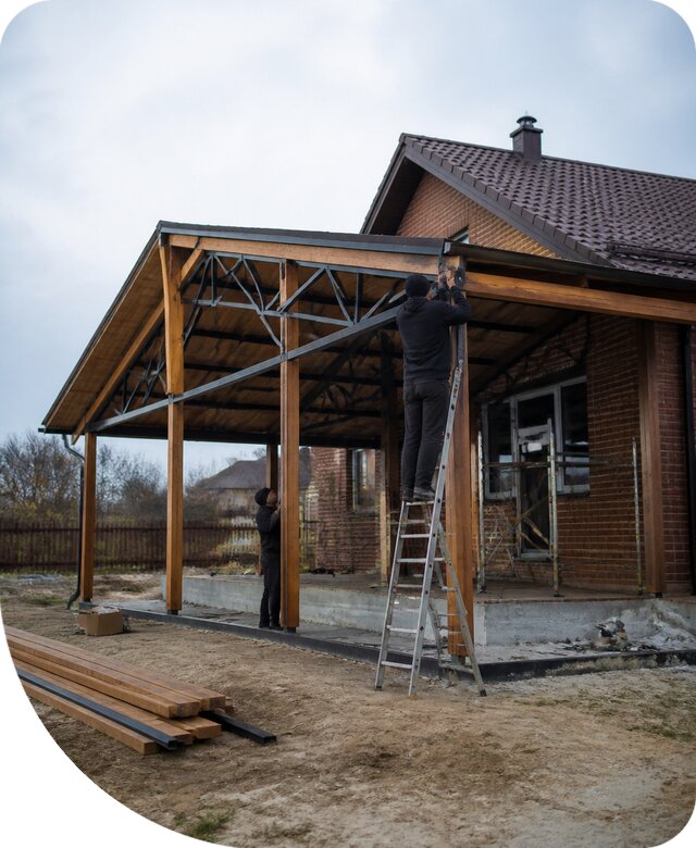 Пристройка навеса к дому и участку в Александрове под ключ